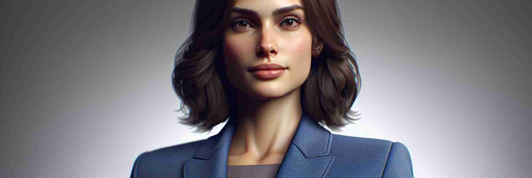 Realistic HD photo of a female advocate who is championing better gender representation in politics. She has shoulder length brown hair and is confidently delivering her speech. She wears a blue pantsuit. Her strong presence is inspiring.