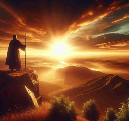 A high definition image portraying the concept of a new dawn in leadership. The scene features a sunrise over a picturesque landscape, symbolizing a new beginning. The leadership is represented by a figure standing on top of a hill, holding a staff and looking out over the rising dawn. The figure's posture will be firm and commanding, yet open and respectful, embodying qualities associated with conservative leadership such as stability, tradition, and respect for established norms.