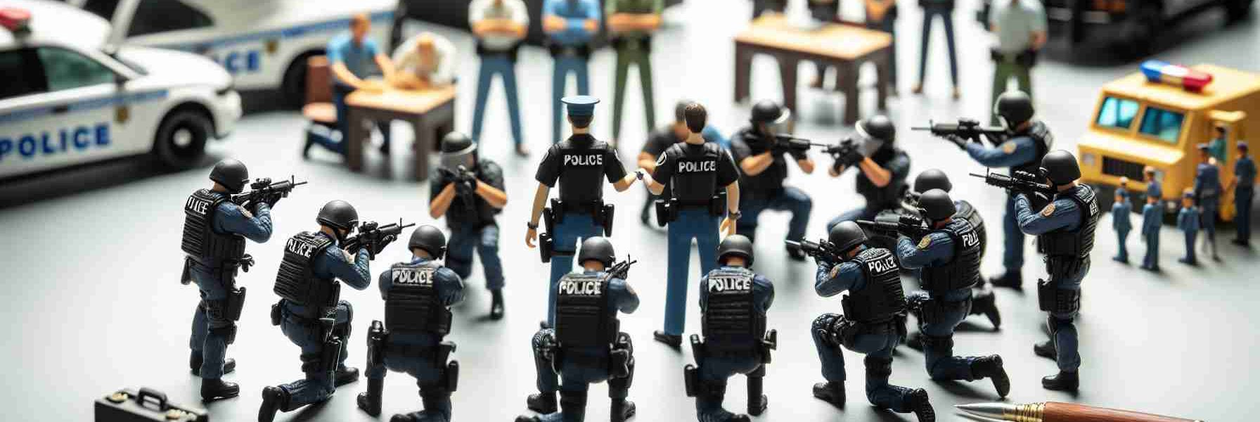 A detailed and realistic high definition photo of a law enforcement scene that sends a message of empowerment. It could include a diverse group of police officers acting proactively, perhaps receiving training on recognizing early signs of violence, teamwork among officers of different assignment and a calm environment with high technical tools suggesting readiness and vigilance.