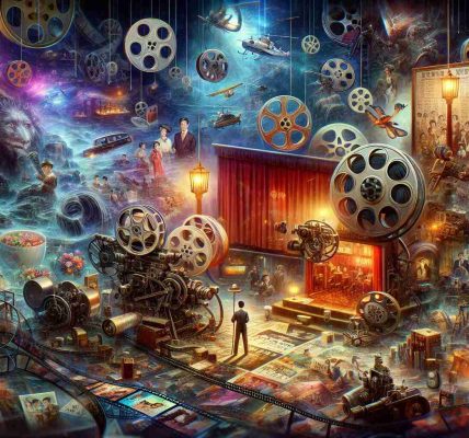 A high-definition, realistic illustration. The scene features a mysterious, intricate and engaging world related to Taiwanese Cinema. There are film reels, movie posters, projection equipment, and classic scenes depicted from old Taiwanese films. The atmosphere should be vibrant, charismatic, and teeming with the rich history and culture of Taiwanese Cinema.