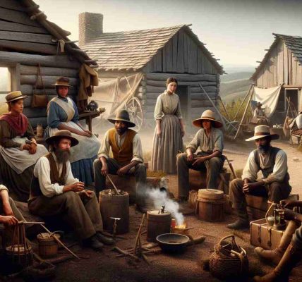 Create a highly detailed and realistic image capturing the essence of unexplored history. This image should feature everyday scenes from the lives of forgotten pioneers. Depict the pioneers across diverse descents such as Middle-Eastern, Hispanic, South Asian, and Black, both men and women. Their fashion, work tools, shelters should reflect their time period and geographical location. The environment around them should invoke a sense of rugged wilderness, reflecting their pioneering spirit. Please ensure that the detail level in the image is high, similar to a high-definition photograph.