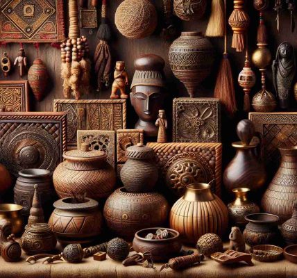 A high definition, photographic illustration showcasing the beauty of handcrafted treasures. Picture an array of artefacts skillfully made by artisans from different descents. These items range from carefully chiseled wooden figurines, to intricately woven fabric hangings, to handmade ceramic pots, and shiny brass objects. The objects are arranged aesthetically, each item exuding its own unique charm and stories untold. The natural materials used, the tactile textures and the rich colours they sport, all draw viewers in for a closer look to discover the charm of these handcrafted marvels.