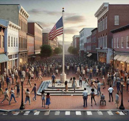 A realistic, high-definition image depicting a scene in Annapolis where a disruptive event has occurred. Specifically, the disappearance of an important flag has lead to heightened tension and controversy in the local community. The streets are filled with people of diverse backgrounds, expressing a variety of emotions from confusion to outrage. The spot where the flag once stood proudly is glaringly empty, further amplifying the sense of chaos and unsettlement.