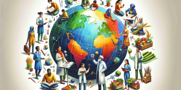 A high-definition depiction of the concept 'Inclusivity over Exclusivity: Fostering Equality Around the World'. Illustrate a colorful globe at the heart of the image. Scatter around it a diverse group of people in throughout the scene. Let's depict a South Asian woman scientist looking at the globe, a Middle-Eastern male architect drawing plans, an African male farmer holding fresh produce, a Caucasian female teacher reading a book, and a Hispanic male doctor holding a stethoscope. Each person should be doing their job proudly, radiating positivity and unity, showcasing the concept of inclusive diversity.